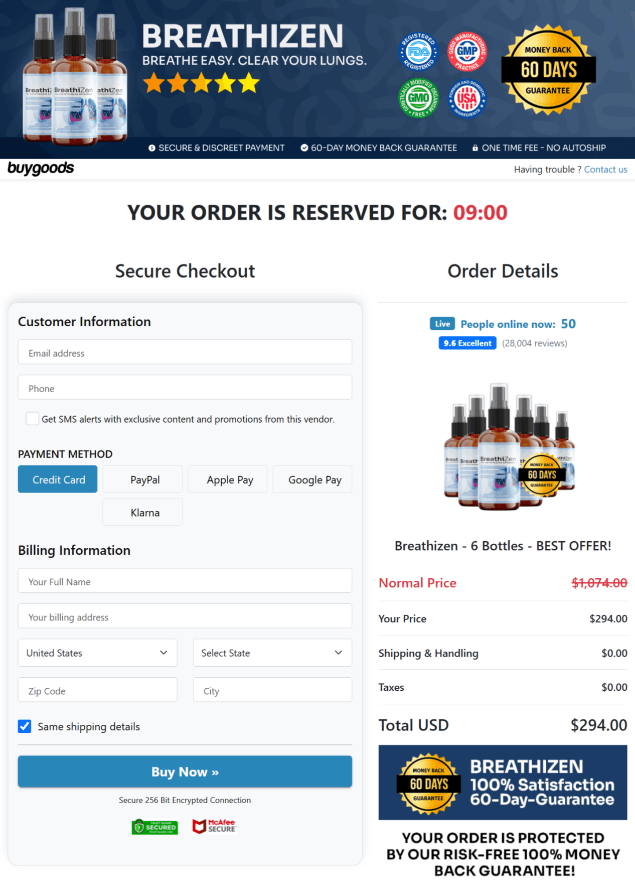 breathizen secure checkout